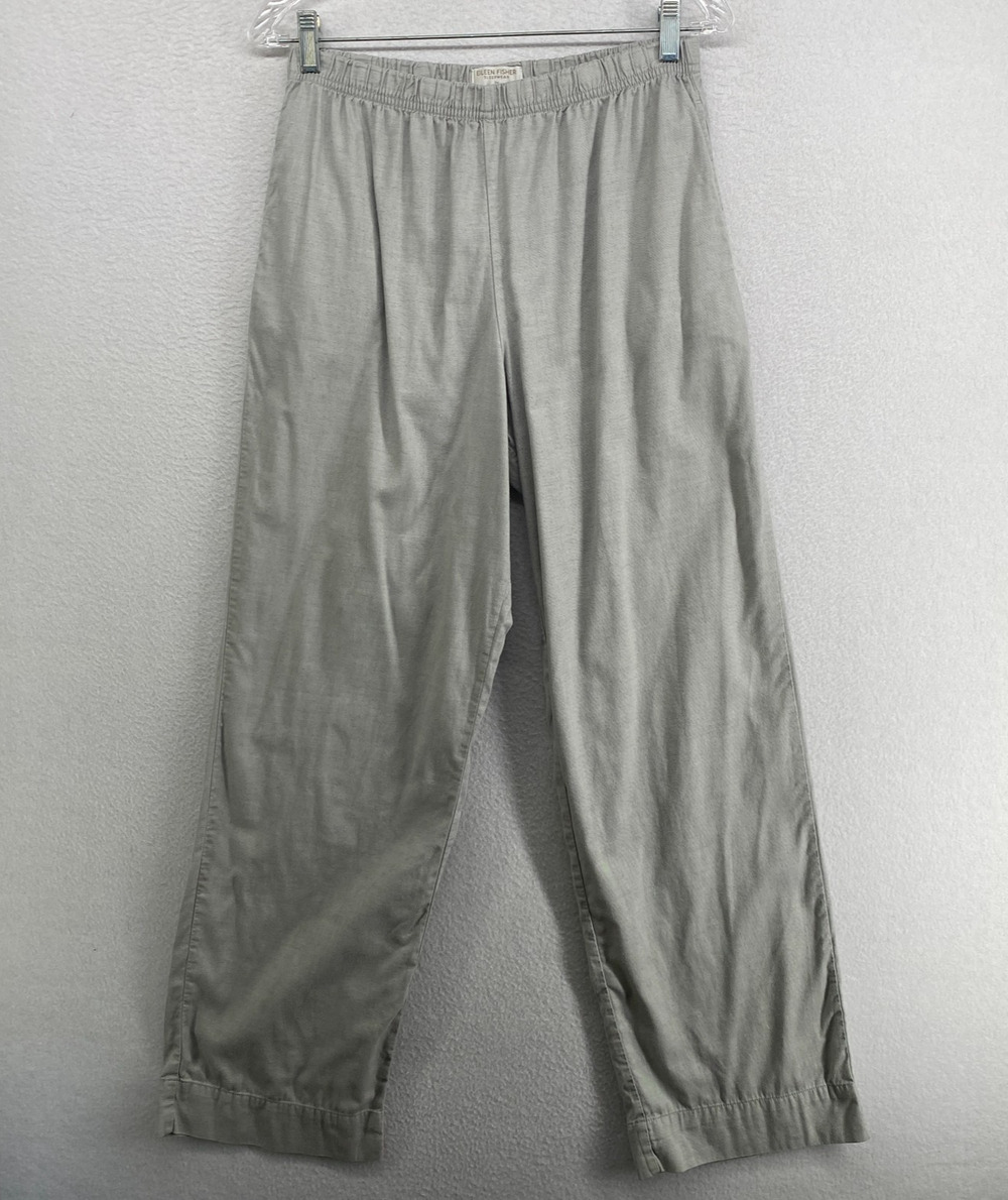 EILEEN FISHER GARNET HILL Pants S Sleepwear PJ Pima Cotton Flannel Lounge Gray